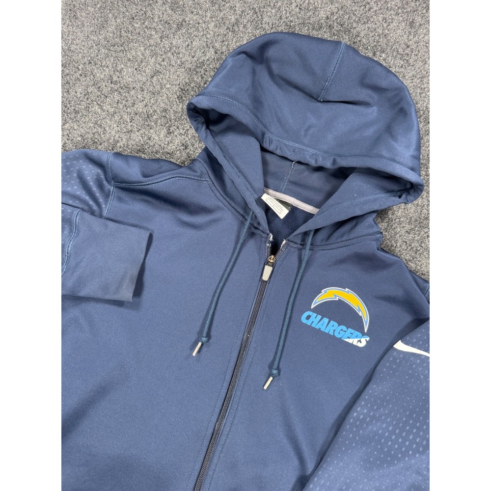 Nike Los Angeles Chargers Therma-FIT Full Zip Hoodie Mens L NFL On Field Blue